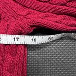 Lands' End  Medium Deep Red Cotton Cable Knit Fisherman Cardigan Sweater‎ Photo 5