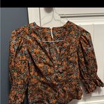 Free People Floral Navy Combo Button-Down I Found You Printed Top Size xs Photo 3
