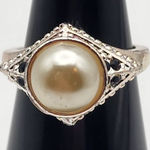 Vintage Avon NRT Faux Pearl & Black Rhinestone Ring (6) Photo 0