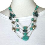 Chico's Chico’s Women’s Necklace Earrings Set Multi Strand Turquoise Gold 12” Length Photo 11