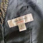 Isaac Mizrahi  Target Dress Womens Sz 4 Navy Gold Fit and Flare Pleated Deep Cut Photo 5