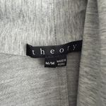 Theory Gray Shawl Collar 3/4 Ruched Sleeve Open Front Cardigan Womens M Classic Photo 3