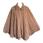 NWOT Reversible Sable Faux Fur Stitched Sleeves Zipper Front Sporto Cape Sz OS Tan Photo 0