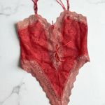 Victoria's Secret VTG Gold Label Bodysuit Teddy Sm Peach Lace Bows Coquette Sexy Photo 0