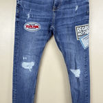 ZARA  Women’s Skinny Stretch Blue Jeans Size 30 Patch “Regret Nothing” Photo 0