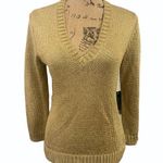Ralph Lauren Lauren  Gold Knit V Neck Sweater Photo 0