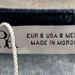 ZARA NWT denim print navy blue long sleeve top blouse, size S unique boho Photo 2