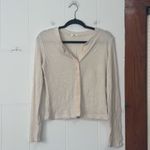 Aerie  Cream‎ Sparkle Women's Cardigan Ribbed Sweater Mediu Photo 1