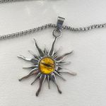 Sun Eyes Pendant Necklace for Men Women Streetwear Punk Hip Hop Unisex Style Silver Photo 3