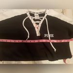 Celebrity Pink PINK Logo Spellout Rose Embroidery Lace Up  Drop Sleeve Sweatshirt-Black size XS Photo 5