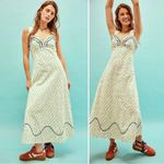 Free People  Dainty Western Prairie Sweet Hearts Midi Dress in Ivory Combo Large Photo 6