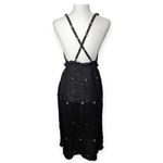 ZARA Black Midi Dress Rhinestone Embellishment Wool Photo 4