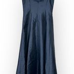 Alfred Sung  Maxi Gown Women's 14R Navy Blue Square Neck Satin A-Line Sleeveless Photo 3