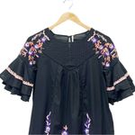 Free People Pavlo Babydoll Embroidered Ruffled Dress Black Pink Purple Size XS Photo 4