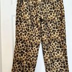 Easy Spirit  Silk Linen Blend Cropped Pants Animal Print Brown Size 14 SKU 28 Photo 2