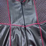 ZARA Faux Leather Strapless Black and Red Mini Dress(Size Large) Photo 6