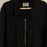 Flax  Black 100% Linen Front Zip Lightweight Jacket Blazer Size Large Photo 9