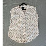 Jachs  Girlfriend Womens White Blouse XLarge sleeveless floral rayon button up Photo 0