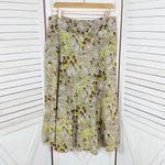 Charter Club Linen Paisley Floral Tropical Midi Skirt Green Brown 10 Flare Photo 6