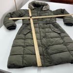 Lucky Brand Coat Womens Small Green Puffer Hooded Belted Faux Fur Trim Photo 9