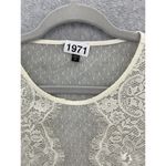 EXPRESS Women's Lace Blouse Short Sleeve Round Neck Off White Size Small Photo 8