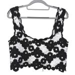 Avec Les Filles Anthropologie Crochet Floral Crop Top Black White Sleeveless M/L Photo 0