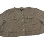 Torrid  Blouse Women Brown‎ Crop Top Collarless Button Up Long Sleeve Size 3 Photo 0