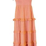 CECILIE COPENHAGEN Mina Dress Long Tiered Maxi Embroidered Tangerine Large NWT Orange Photo 2