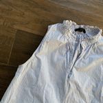 J.Crew  Ruffled Neck Tank Top Womens Sz 00 Blue White Stripe Nautical Photo 1
