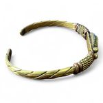 Rare Vintage American Indian Cuff Bracelet Green Stone Gold Tone Bronze Artisan Photo 1