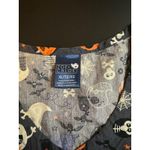 Womens XL Zoe & Chloe Halloween Ghost Pumpkin Short Sleeve Vneck Scrubs Uniform Black Photo 2