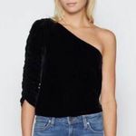 Joie  Wayman 1 Shoulder Black Velvet Top Asymmetric Photo 0
