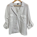 J.Crew Camp-collar shirt in featherweight linen blend White Size 18 #CA600 NEW Photo 0