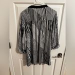 Avenue  Plus 3/4 Sleeves Stretchy 1/4 Zip Tunic Blouse Black White 26/28 4X Photo 6