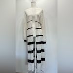 Chico's Chico’s long Cream and Black Striped Open Front Linen Blend Duster Size 1/Med Photo 3