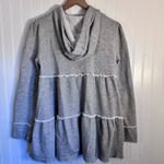 Free People  Tiered Trapeze Zip-Up Hoodie Swearer Gray  Women’s Size Small Photo 7