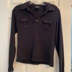 Rafaella  Long Sleeve  Collared  Pullover Blouse Black sz s Photo 5