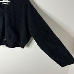 Urban Outfitters  Fleece Hoodie Size XS Oversized Cropped Sherpa Teddy Black Fall Photo 4