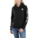 Carhartt Womens Relaxed Fit Midweight Logo Sleeve Graphic Hoodie Black - XS Photo 7