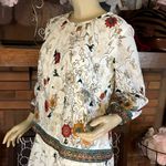 VINTAGE 1980'S UNION MADE CREAM, ORANGE & TEAL FLORAL PRINT POP OVER DRESS (M) Multiple Size M Photo 9