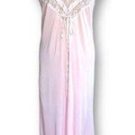 Vintage 60s Slipdress Chemise Nightgown Pastel Pink Nylon Sleeveless Lace Dress Size M Photo 0