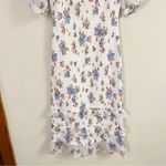 Abercrombie & Fitch Smocked Puff Sleeve Floral Midi Dress Size Medium White Photo 3