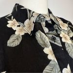 Lands' End 100% Linen Black Floral Button-front Shirt Women’s Size Medium (10-12) Photo 7