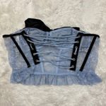 Urban Outfitters UO Out From Under Bow Down To Me Velvet & Lace Corset Blue & Black Photo 2