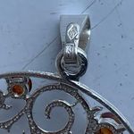 Sterling Silver Multi-Stone Baltic Amber Swirl Design Round Pendant Photo 6