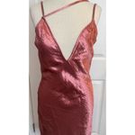 EXPRESS  Y2K Satin Slip Dress Sz 8 Metallic Pink Cocktail Strappy Sexy Date Fairy Photo 3