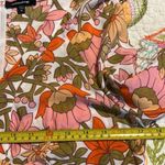 Mittoshop  medium women's white floral v neck top with zipper back elastic sleeve Photo 3