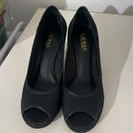 Lauren Ralph Lauren Women’s Nella Canvas Wedge Peep Toe Shoes Size 9.5 Black Photo 2