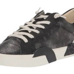Black Dolce Vita Women's Zina Leather Metallic Gunmetal Sneaker Photo 0