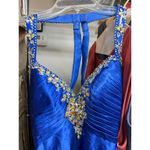 Tony Bowls  Paris Pageant Gown Prom Wedding Sapphire Blue Jeweled Halter Train  6 Photo 1